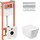 Комплект унитаз с инсталляцией 4 в 1 Qtap QT05335170W0133M425M11112CRM: подвесной унитаз с сиденьем Crow QT05335170W + инсталляция Nest ST QT0133M425 + клавиша смыва Nest QT0111M11112CRM + звукоизоляционная прокладка, фото 