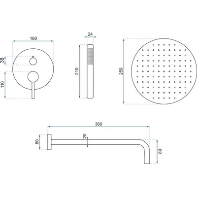 Душова система прихованого монтажу Rea Lungo Gold+Box REA-P4110 (золота), Колір виробника: золото, фото , изображение 5