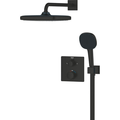 Душова система з термостатом Grohe QuickFix Precision Vitalio Comfort 250 348822430 (чорна матова, прихованого монтажу), Колір виробника: чорний матовий, фото , изображение 3