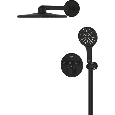 Душова система з термостатом Grohe Grohtherm SmartControl & Rainshower SmartActive 310 34863KF0 (чорна матова, прихованого монтажу), фото , изображение 4