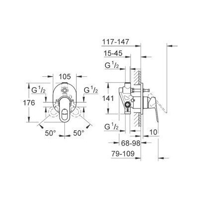 Душева система прихованого монтажу Grohe BauClassic Tempesta (29047000+27541001+28576000+26406003), фото , изображение 3