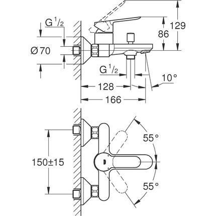 Смеситель для ванны Grohe Bau Edge 23605000, фото 8