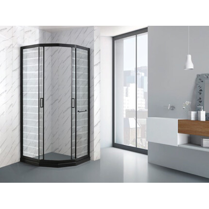 Душевая кабина без поддона 90x90 Asignatura Perissa 69020802 (профиль черный матовый, стекло принт), фото 2