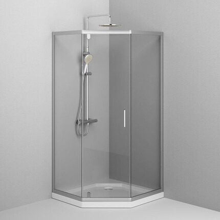 Душевая кабина 90x90 см Am.Pm Gem 5-corner Pivot W90UG-405-090MT (стекло прозрачное, профиль матовый хром, без поддона), Цвет производителя: прозрачное стекло, отделка сатин, фото 6