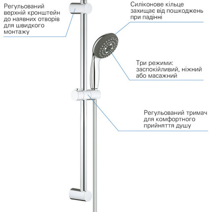 Душовий гарнітур Grohe QuickFix Vitalio Start 100 26032000, фото , изображение 3