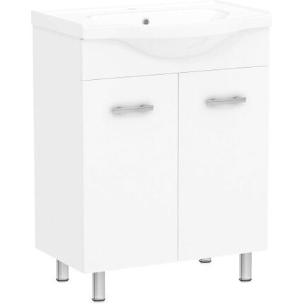 Тумба с раковиной RJ Lotus-L RJFU007-0165WHSET (RJFU007-0165WH+RZJ201, 62 см, белая, напольная), фото 