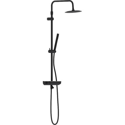 Душевая система Damixa Scandinavian Pure 936730300 (черная, с полкой и изливом), Цвет производителя: черный матовый, фото 