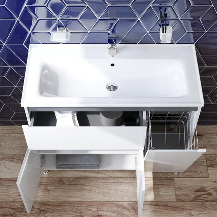 Тумба с раковиной Am.Pm X-Joy M85-FSR10036-WC10036WG38 (100 см, белая, напольная, правая), Доступные размеры: 100 R, фото 3