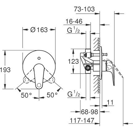 Змішувач прихованого монтажу для ванни Grohe QuickFix Swift 24336001 (внутрішня частина у комплекті), фото , изображение 7