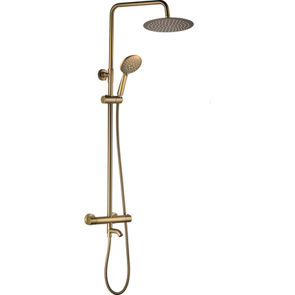 Душевая система с термостатом VBI Milano Brushed Gold VBI-050111BG (брашированное золото, с изливом), Цвет производителя: брашированное золото (матовое), фото 