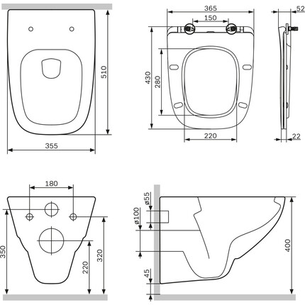 Безободковый подвесной унитаз Am.Pm X-Joy FlashClean CXA1700SC (с сиденьем), фото 17