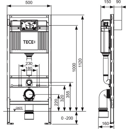 Инсталляция для унитаза 3 в 1 Tece Base 9400400 (с белой клавишей Base и креплением к стене), фото 2