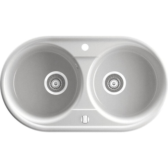 Мойка для кухни Ferro Bizzy White DRG45/78W (78x45 см, белая, с сифоном и клапаном-автоматом), фото 