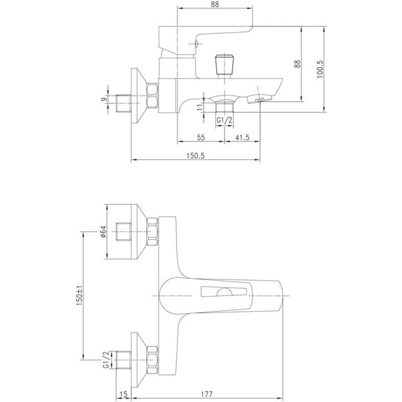 Смеситель для ванны Imprese Breclav 10245, фото 5