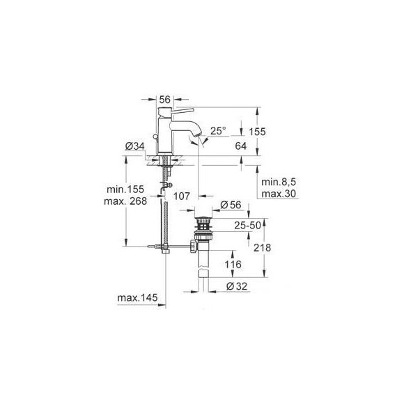Змішувач для раковини Grohe Bau Classic 23161000, фото , изображение 4