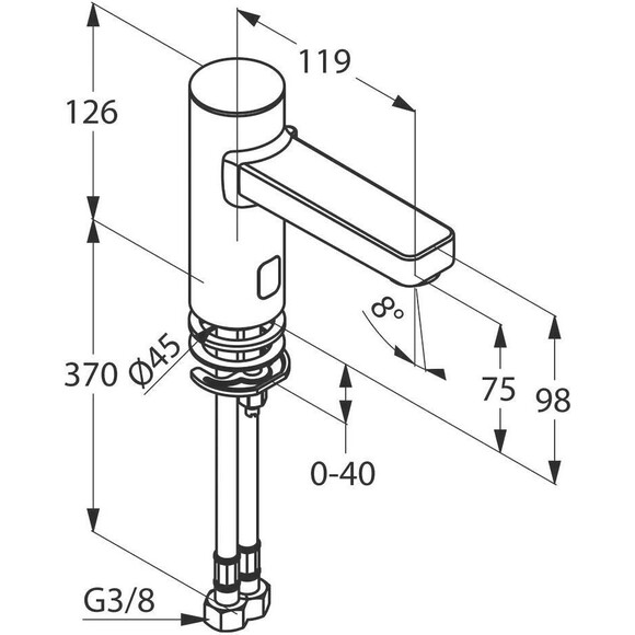 Смеситель для умывальника Kludi Zenta 3810005 (сенсорный), фото 3