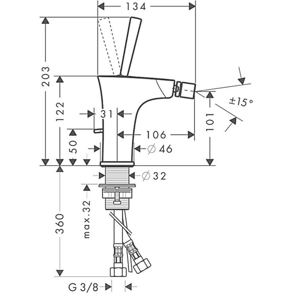 Змішувач для біде Hansgrohe Puravida 15270400, фото , изображение 2