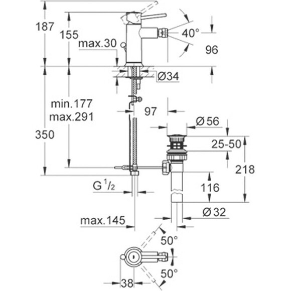Смеситель на биде Grohe Bau Classic 32864000, фото 2