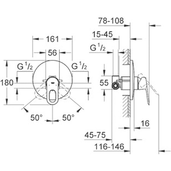 Змішувач для душу Grohe Bau Loop 29080000, фото , изображение 2