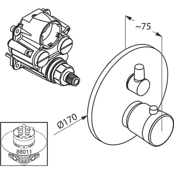 Термостатический смеситель скрытого монтажа для ванны Kludi Balance 528309175 (белый/хром), фото 2