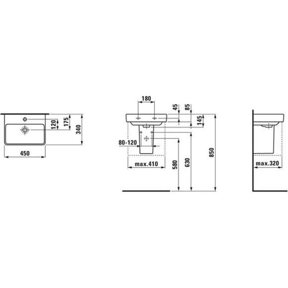Умывальник керамический Laufen Pro S H8159610001041, фото 3