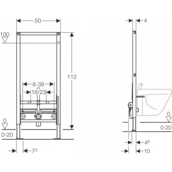 Инсталляция для биде Geberit Duofix 111.520.00.1, фото 2