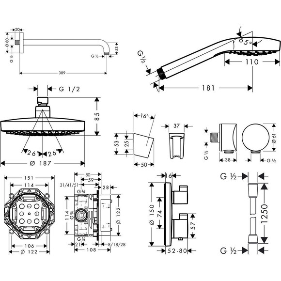 Душ Hansgrohe Croma 27295000, фото , изображение 2