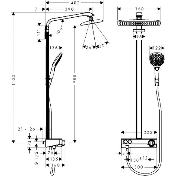 Душевая система с термостатом Hansgrohe Raindance 27288400, фото 4