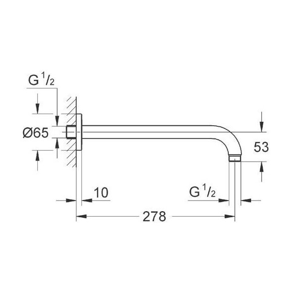 Кронштейн для верхнего душа Grohe Rainshower 28576000, фото 2