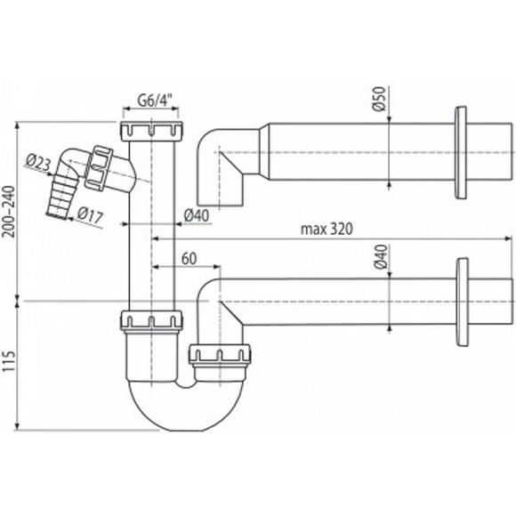Сифон для мийки dn50 Alcaplast A81-DN50, фото , изображение 2