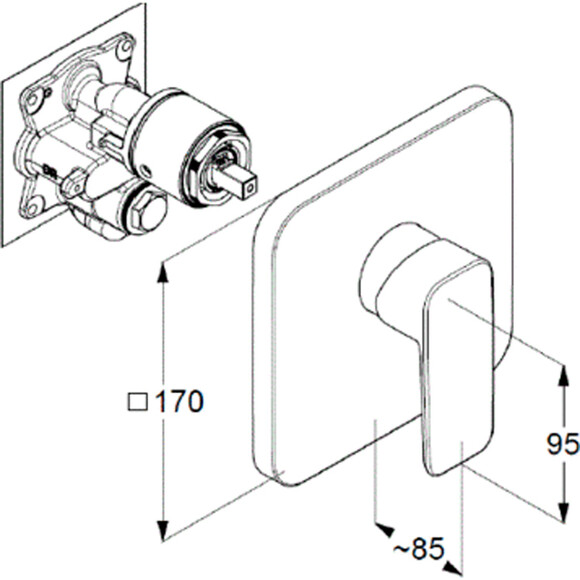 Змішувач прихованого монтажу Kludi Pure And Style 406550575 (внутрішня частина в комплекті), фото , изображение 2