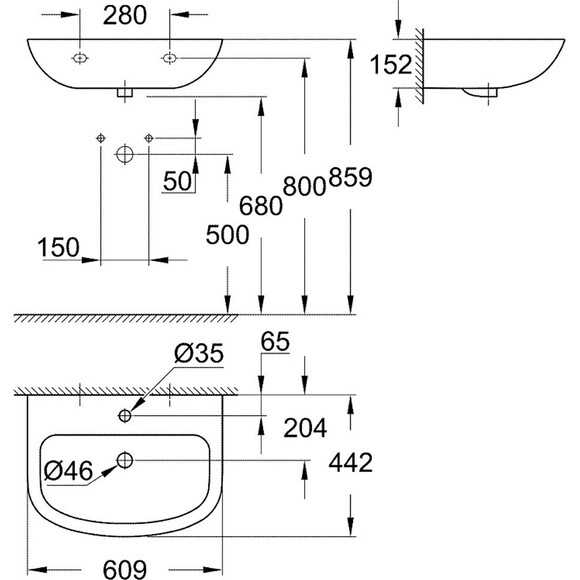 Раковина керамическая Grohe Bau Ceramic 39421000, фото 3