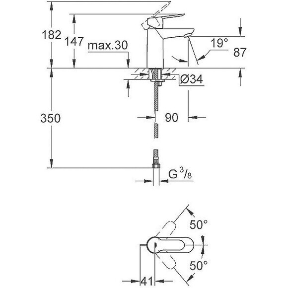 Змішувач для раковини Grohe Bau Edge 23330000, фото , изображение 4
