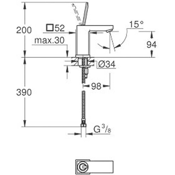 Хромированный смеситель Grohe Eurocube Joy 23656000, фото 3