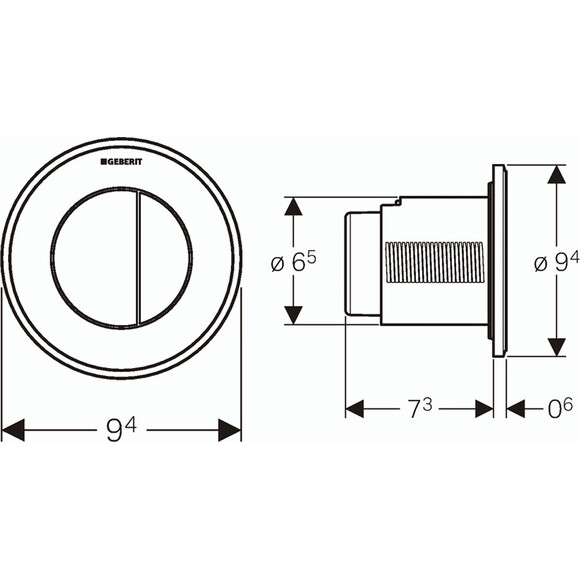 Клавіша змиву Geberit Type10 116.055.JQ.1, Колір виробника: сатин (матовий хром), хром, фото , изображение 3