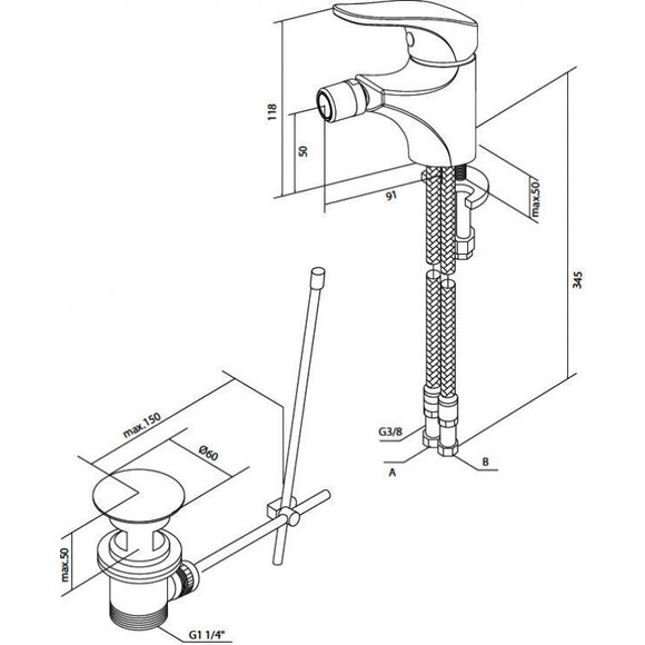 Змішувач для біде Am.Pm Joy F8583100, фото , изображение 2