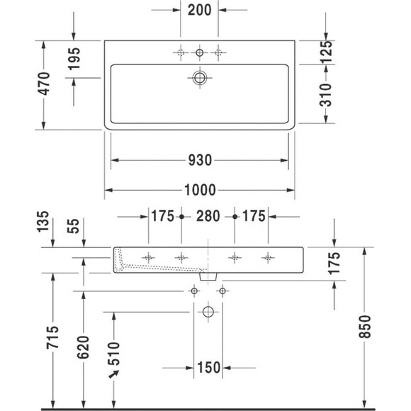 Раковина керамічна Duravit Vero 0454100000, фото , изображение 2