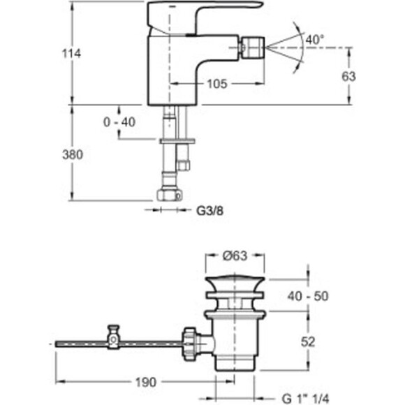 Однорычажный смеситель для биде Jacob Delafon Brive E75763-CP, фото 2