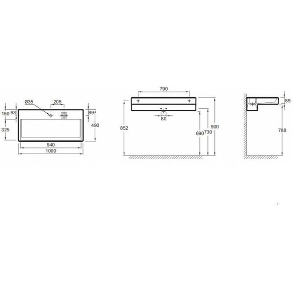 Прямокутна раковина Jacob Delafon Terrace EXC9112-00, фото , изображение 2