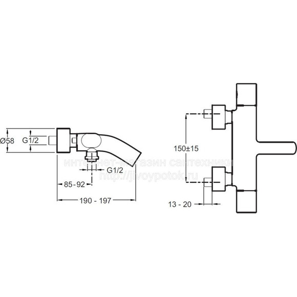 Змішувач для ванни та душу Jacob Delafon Talan E10105RU-CP, фото , изображение 4