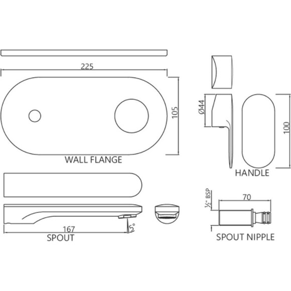Настенный смеситель для умывальника Jaquar Opal Prime OPP-CHR-15233KPM, фото 2