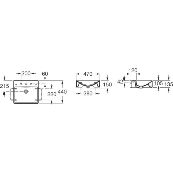 Раковина у ванну Roca Diverta A327111000, фото , изображение 2