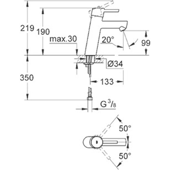 Смеситель для раковины Grohe Concetto 23451001, фото 4