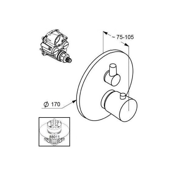 Термостатический смеситель скрытого монтажа для ванны Kludi Balance 528300575, фото 2