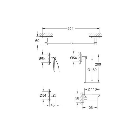 Набір аксесуарів Grohe Essentials 40344000, фото , изображение 2