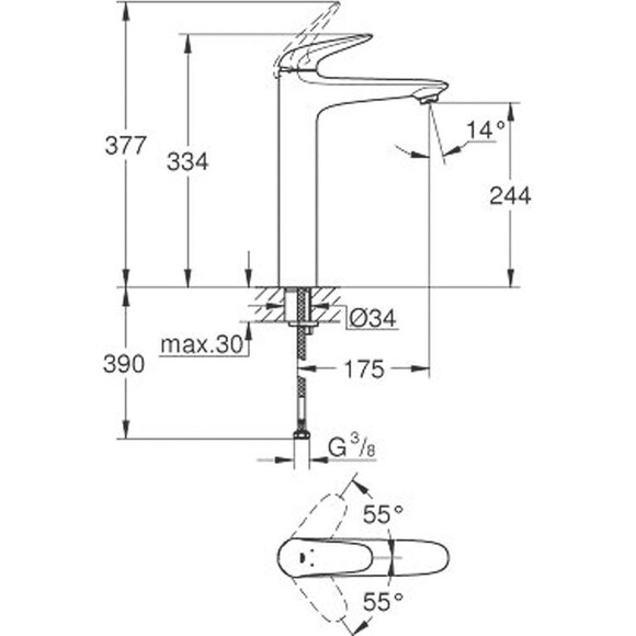 Смеситель однорычажный для раковины Grohe Eurostyle 23719003, фото 3