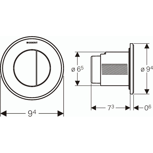 Пневматическая клавиша смыва Geberit Type10 116.055.KH.1, Цвет производителя: хром, сатин (матовый хром), фото 3