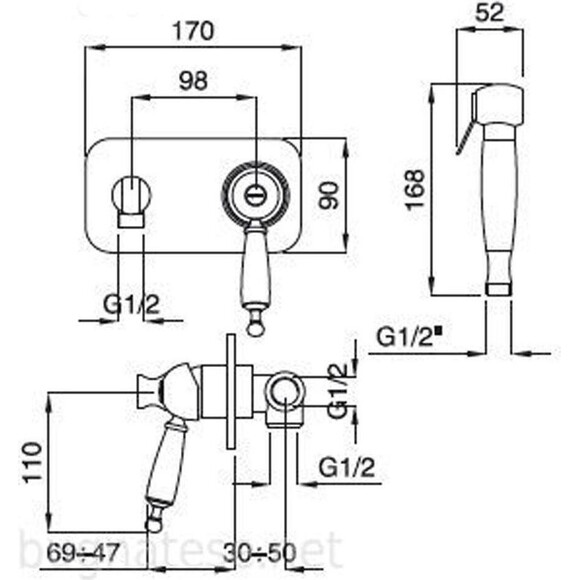 Гігієнічний душ Bugnatese Oxford OXCR6366, фото , изображение 2