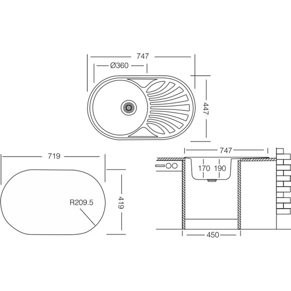 Кухонная мойка на столешницу Ukinox Favorite FAL 747.447 GT 8K, фото 2