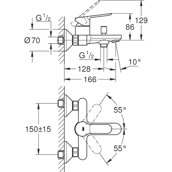 Змішувач для ванни Grohe Bau Edge 23605000, фото , изображение 8